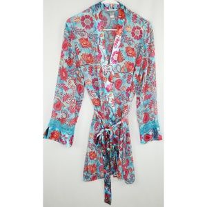 🌵Delicates Sheer Floral Belted Robe Size Medium